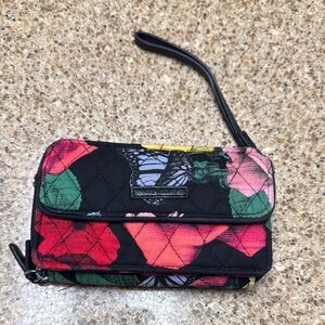 Vera Bradley Black and Pink Quilted Wristlet